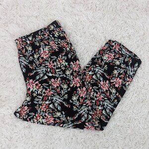 Jessica Simpson - Pull-On Ankle Pant - Missy Size M - Black Floral Print